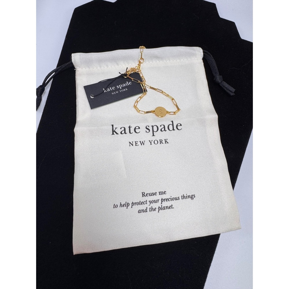 Kate Spade New York Initial S Gold Chain Link Bracelet KF616 New with Tags - Picture 2 of 5
